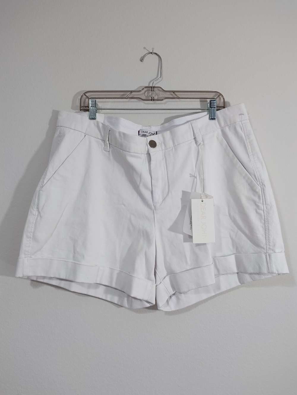 NWT Dear John White Chino Shorts Size 18W High Rise Summer Classic Cuffed